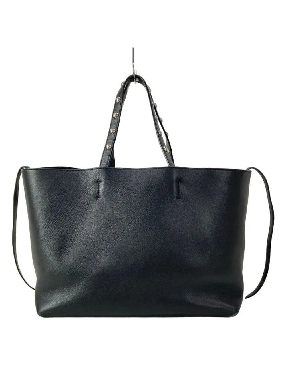 Celine Tote Cabas Phantom Studs Black Silver Leather